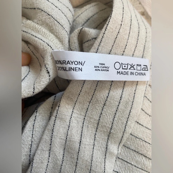 Tuckernuck Natural Stripe High Waist Wide Leg Linen Blend Faris Pants Sz 10 NWT - Picture 5 of 13